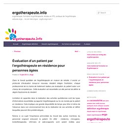 Évaluation d'un patient en EHPAD par l'ergothérapeuteergotherapeute.info