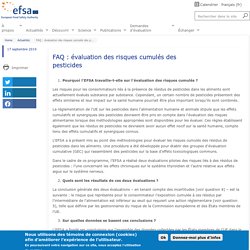 EFSA 17/09/19 FAQ : évaluation des risques cumulés des pesticides