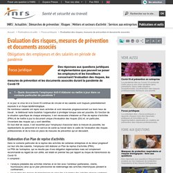 Evaluation des risques, mesures de prévention et documents associés - Actualité