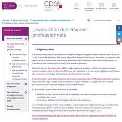 L'évaluation des risques professionnels - CDG Plus