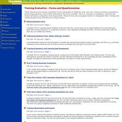 Training Toolkit - Evaluation - Forms and Questionnaires