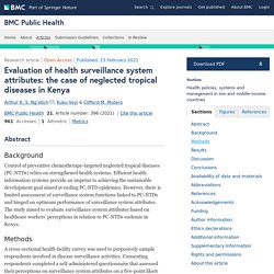 BMC PUBLIC HEALTH 23/02/21 Evaluation of health surveillance system attributes: the case of neglected tropical diseases in Kenya