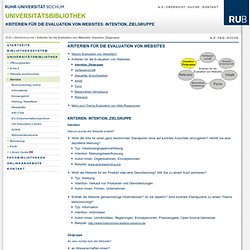 Kriterien für die Evaluation von Websites: Intention, Zielgruppe