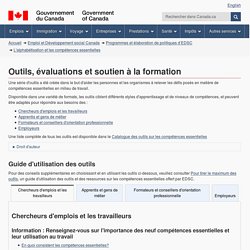 Outils, évaluations et soutien à la formation - Canada.ca