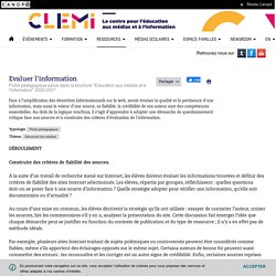 Evaluer l'information - CLEMI