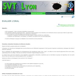 Evaluer l'oral - SVT Lyon