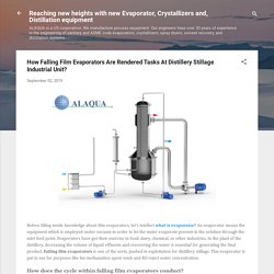 How Falling Film Evaporators Are Rendered Tasks At Distillery Stillage Industrial Unit?