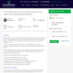 Tax Evasion and Tax Fraud. What it means to you when monitoring BSA and filing SARs