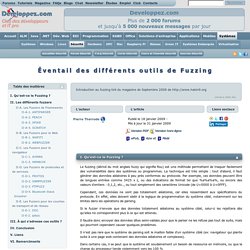 Éventail des différents outils de Fuzzing