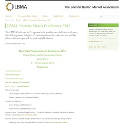 LBMA Events - LBMA Precious Metals Conference 2014