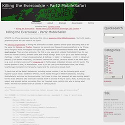 Killing the Evercookie - Part2 MobileSafari - Dominic White