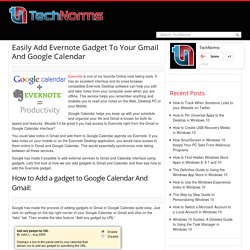 How to add Evernote Gadget to GMail and Google Calendar Interface