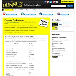 Evernote For Dummies Cheat Sheet