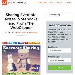 Sharing Evernote Notes, Notebooks and From The WebClipper