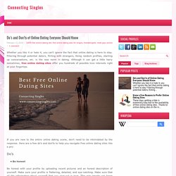 Do’s and Don’ts of Online Dating Everyone Should Know ~ Connecting Singles