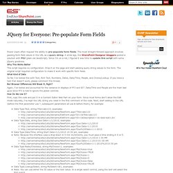 JQuery for Everyone: Pre-populate Form Fields