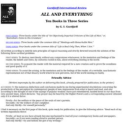 ALL AND EVERYTHING: Ten Books in Three Series