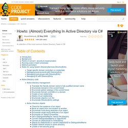 Howto: (Almost) Everything In Active Directory via C#