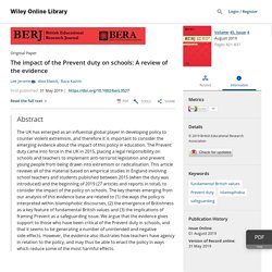 The impact of the Prevent duty on schools: A review of the evidence - Jerome - 2019 - British Educational Research Journal