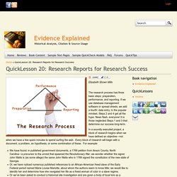 QuickLesson 20: Research Reports for Research Success