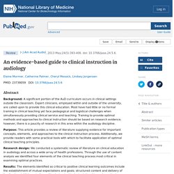 An evidence-based guide to clinical instruction in audiology