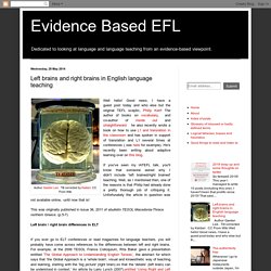 Evidence Based EFL: Left brains and right brains in English language teaching
