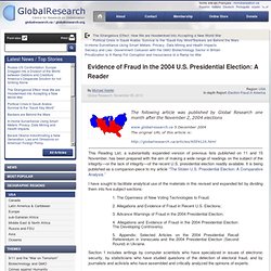 Evidence of Fraud in the 2004 U.S. Presidential Election: A Reader