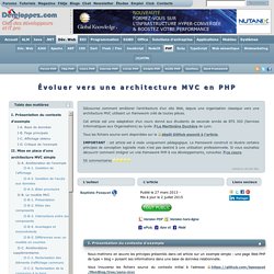 Évoluer vers une architecture MVC en PHP