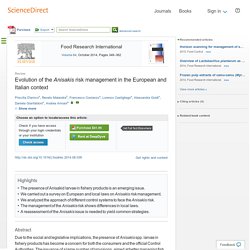 Food Research International Volume 64, October 2014, Evolution of the Anisakis risk management in the European and Italian context