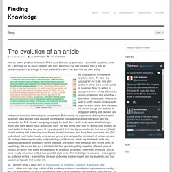 The evolution of an article