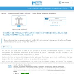 Contrat de travail et évolution des fonctions du salarié, par le Cabinet Chamaillard Avocats