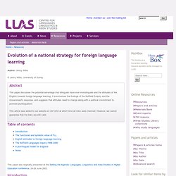 Evolution of a national strategy for foreign language learning