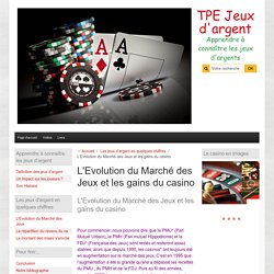 L'Evolution du Marché des Jeux et les gains du casino