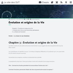 Évolution et origine de la Vie · Le site des SVT