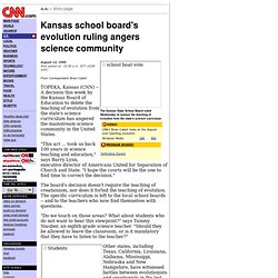 Kansas school board's evolution ruling angers science community - August 12, 1999