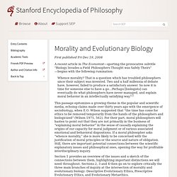 Morality and Evolutionary Biology