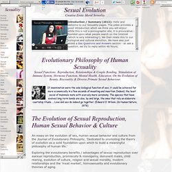 Evolutionary Philosophy of Sex and Human Sexuality: Reproduction, Couple Bonding, Health, Pleasure, Beauty