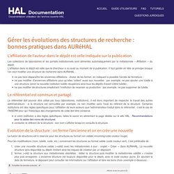 Gérer les évolutions des structures de recherche : bonnes pratiques dans AURéHAL – HAL Documentation