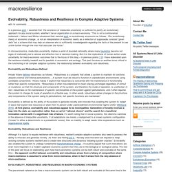 Evolvability, Robustness and Resilience in Complex Adaptive Systems at macroresilience