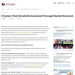 5 Factors That Should Be Examined Through Market Research – Snware Research Services Pvt. Ltd.