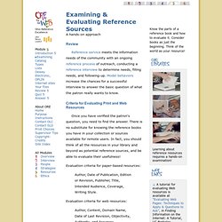 ORE Module 5, Examining Reference Sources , web based training for Reference Service from OLC