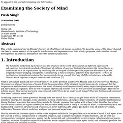 Examining the Society of Mind