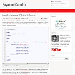 Example of a dynamic HTML5 datalist control