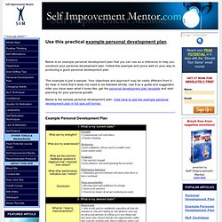 Useful example personal development plan to help you plan your personal growth