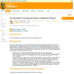 An Example of Using the jQuery Validation Plug-in