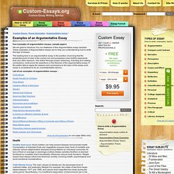 Examples of Argumentative Essays, free Samples