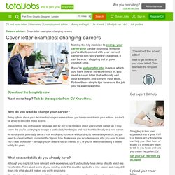 Cover letter examples: changing careers