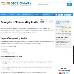 Examples of Personality Traits