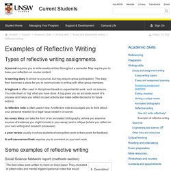Examples of Reflective Writing