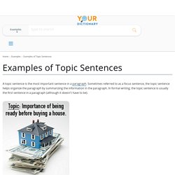 Examples of Topic Sentences